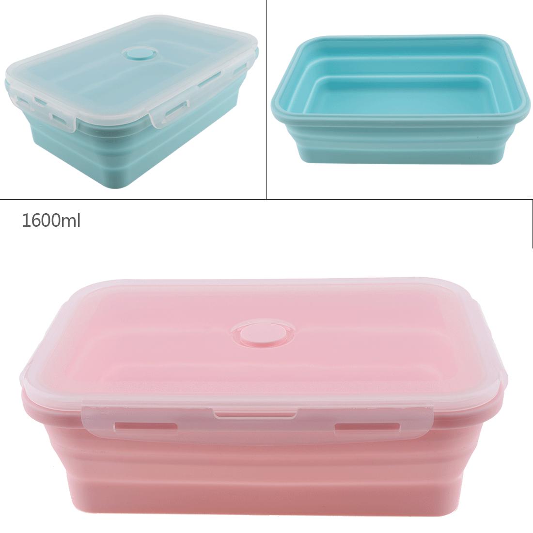 Портативный прямоугольный силиконовый масштабируемый складной ланчбокс 1600 мл Bento Box